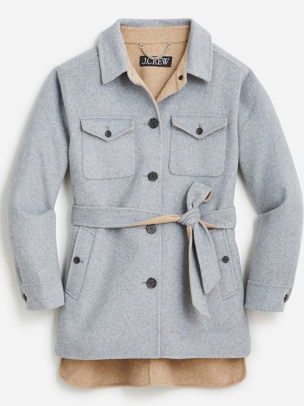 NWT! 🩶 J. Crew Double Faced Wool Shacket, Grey/Camel, Size M